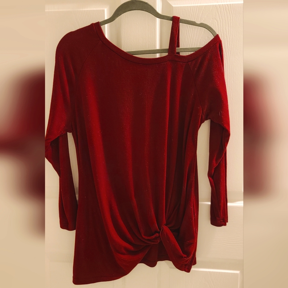 Dark Red Long Sleeve Top Women Size Large
